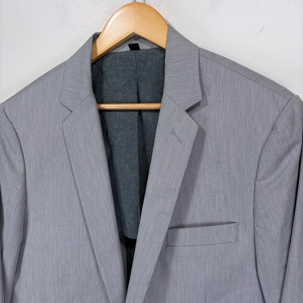 J. Crew Thompson Sport Coat Blazer Men 42L Blue Gray Striped Cotton Half Lined